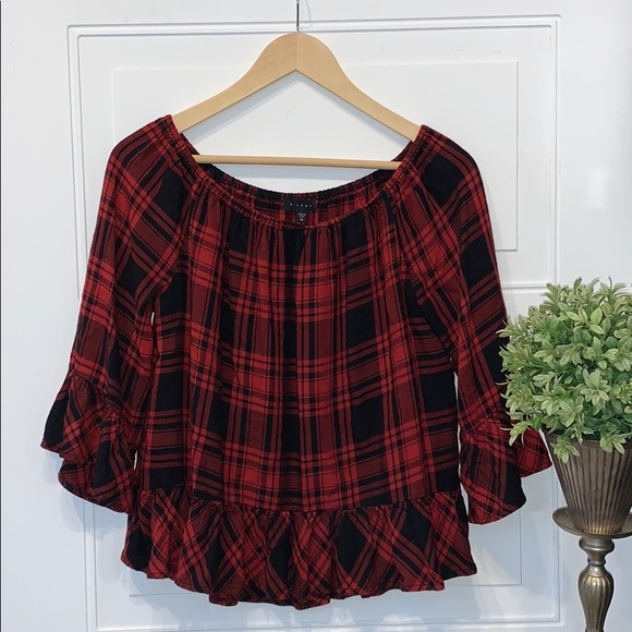 Sanctuary Tops - Sanctuary plaid blouse medium off the shoulder